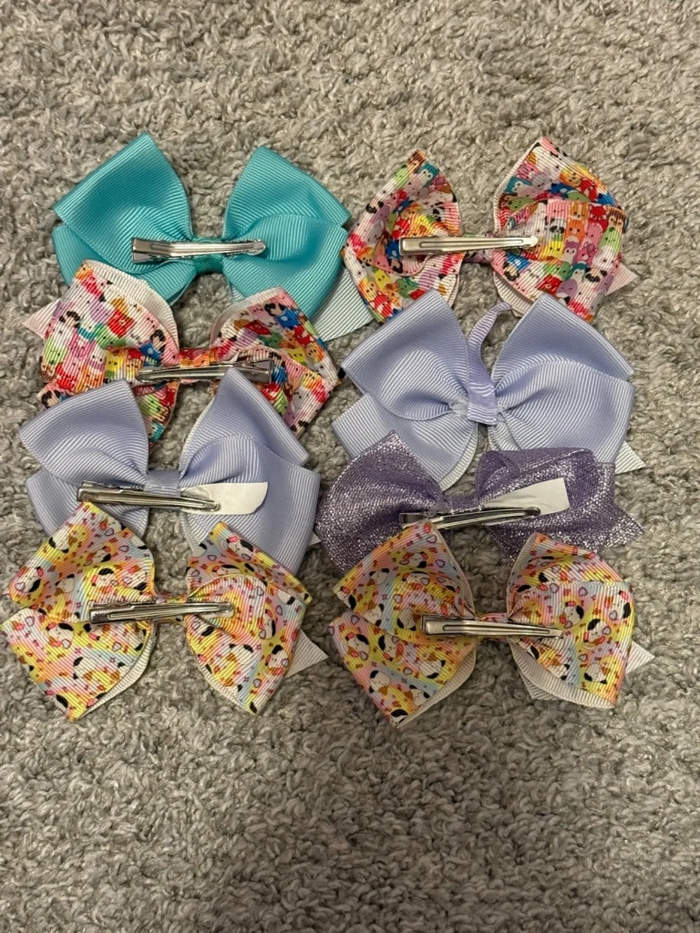 Squishmallows Hair Bows - Teal, Light Blue, Purple, Yellow, Multicolor